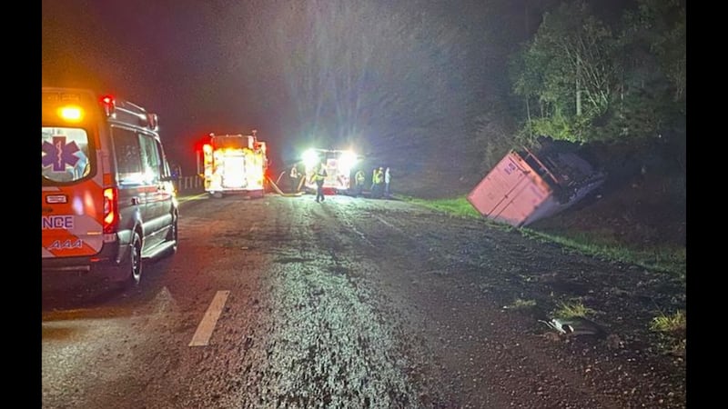 Emergency crews respond to a multi-vehicle traffic accident involving an 18-wheeler.