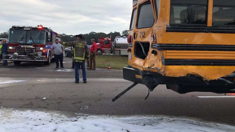 A Jones County school bus was involved in a crash with a pickup truck on U.S. Highway 84 on...