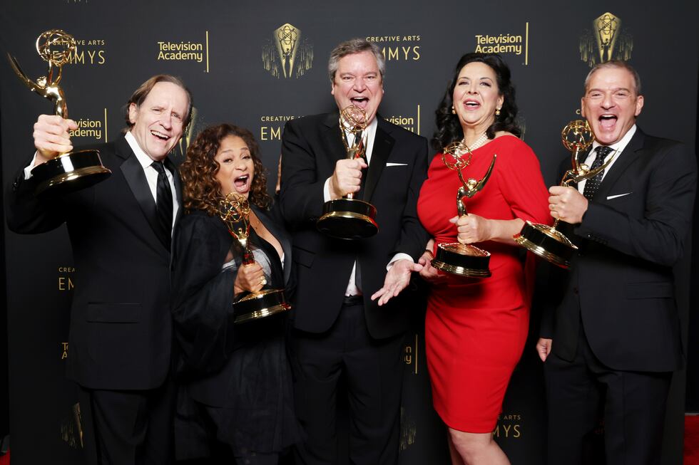 Hudson Hickman, from left, Debbie Allen, Sam Haskell, Maria S. Schlatter and Joe Lazarov,...