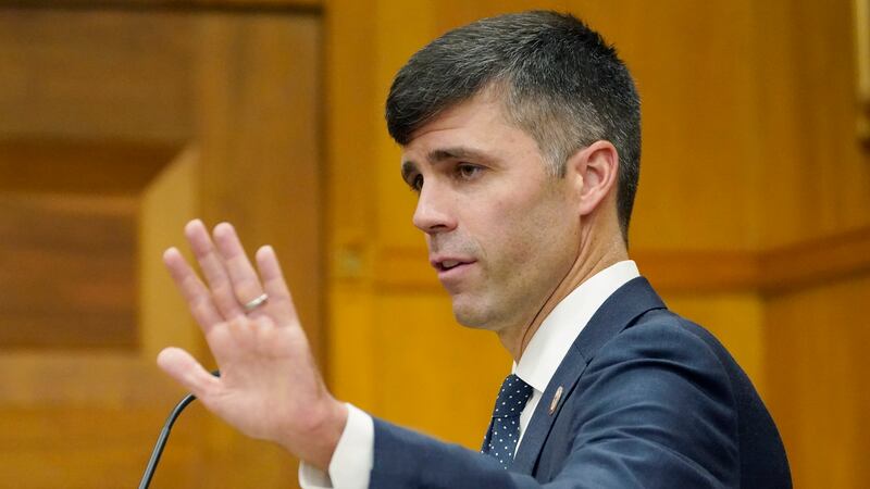FILE - Solicitor General Scott Stewart argues against a lawsuit in state chancery court, July...