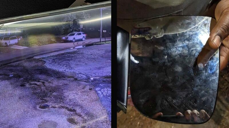 The vehicle is described as a light-colored, midsize SUV, which could be missing the...